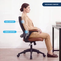 Breathable Task Chair with Adjustable Arms and Uphostered Seat Cushion, Ergonomic Office Chair for Workstations, 25" L x 25" W x 34" H, Brown(m-7)