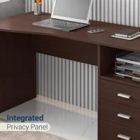 Classic Computer Desk with 3 Drawers and Side Shelf, Modern Contoured Workstation Table for Home Office Studio, 51" L x 23.5" W x 29.5" H, Wenge(m-6)