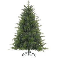 HOMCOM 5 Ft Artificial Christmas Tree with Foldable Metal Stand, Easy Assembly, Hinged Xmas Tree for Home Office Holiday(m-1)