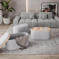 Multi-Functional Storage Ottoman with Reversible Tray Top, Versatile Seat for Living Rooms, 30" L x 15.5" W x 16.5" H, Natural(m-1)