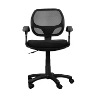 Breathable Office Chair with Contoured Fabric Seat Cushion and Contoured Armrests, Task Chair for Offices, 23.5" L x 22.5" W x 35" H, Black(m-2)