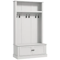 HOMCOM Hall Tree, Entryway Bench with Coat Rack, White(m-1)