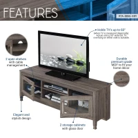 Trendy Grey TV Stand with Storage Cabinet and Cable Management, Modern Media Console Center for Living Room, 53" L x 15.5" W x 19" H, Grey(m-4)