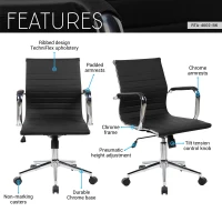 Cozy Office Chair with Flip-Up Arms and TechniFlex Upholstery, Flexible Racer Seat with Locking Tilt Control, 22.5″ L x 23.5″ W x 36″ H, Black(m-4)