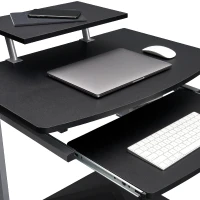Compact Computer Cart with Adjustable Shelf and Slide-Out Keyboard, Space-Saving Desk for Dorms, 28.5" L x 20.5" W x 35.5" H, Black(m-10)