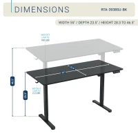 Sleek Electric Standing Desk with 3 Memory Presets and Hooks, Height Adjustable Sit to Stand Computer Desk for Home Office, 55'' L x 23.5″ W x 28'' H, Black(m-3)