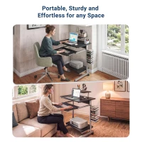 Compact Computer Cart with Adjustable Shelf and Slide-Out Keyboard, Space-Saving Desk for Dorms, 28.5" L x 20.5" W x 35.5" H, Black(m-5)