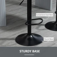 HOMCOM Adjustable Bar Stools Set of 2, Counter Height Barstools with Swivel Seat Round Steel Base and Footrest for Kitchen Counter Dining Room Pub, ‎Grey(m-7)