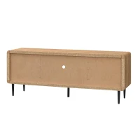 Stylish Mid-Century TV Stand with Cable Management Hole, Modern Media Entertainment Console Cabinet for Living Room, 55" L x 16" W x 21" H, Oak(m-12)