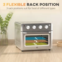 HOMCOM 7-in-1 Toaster Oven, 21 Qt 4-Slice Convection Oven with Warm, Broil, Toast, Bake Air Fryer Setting 60min Timer, Adjustable Thermostat, 3 Crust Shades, and 4 Accessories 1550W for Countertop(m-18)