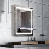 kleankin Wall-Mounted Plug-In Bathroom Organizer with 3 Storage Shelves, LED Lighted Medicine Cabinet with Mirror(m-10)