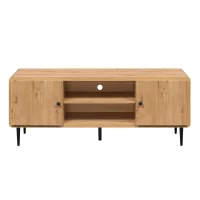 Stylish Mid-Century TV Stand with Cable Management Hole, Modern Media Entertainment Console Cabinet for Living Room, 55" L x 16" W x 21" H, Oak(m-2)