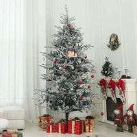 HOMCOM 9 Foot Artificial Nordic Pine Christmas Tree with Snow, Easy Assembly, Hinged Xmas Tree for Home Office Holiday(m-2)