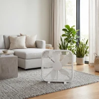 Powerful 20" Box Fan with 3 Adjustable Speed Settings, Lightweight High-Velocity Air Circulation Floor Fan for Home, 21" L x 4" W x 21" H, White(m-8)