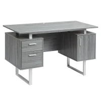 Modern White Desk with 2 Storage Drawers and Cabinet, Sleek Floating Desktop Computer Writing Table for Home Office, 51" L x 23.5" W x 30" H, Grey(m-11)