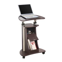 Ergonomic Sit-to-Stand Laptop Cart with Tilting Panel, Storage-Equipped Laptop Stand for Offices, 21.5″ L x 15.5″ W x 31.5″ H, Chocolate(m-8)
