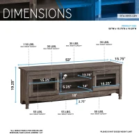 Trendy Grey TV Stand with Storage Cabinet and Cable Management, Modern Media Console Center for Living Room, 53" L x 15.5" W x 19" H, Grey(m-3)