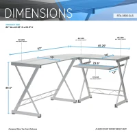 Sleek L-Shaped Computer Desk with Tempered Glass Top, Reversible Corner Workstation Table for Home Office, 61.5" L x 45" W x 29.5" H, Clear(m-3)