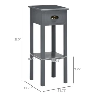 HOMCOM 2-Tier Nightstand, Side Table with Drawer and Shelf for Living Room or Bedroom, Set of 2, Gray(m-3)