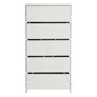 Spacious 5-Drawer Dresser with Water-Resistant Top, Ideal Storage Chest for Bedrooms, Playrooms, Entryways, 22.5" L x 15.5" W x 43" H, White(m-13)