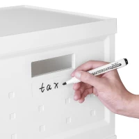 Stackable Storage Boxes with Secure Lids and Built-In Handles, Foldable Containers for Home or Office Organization, 13" L x 16" W x 10.5" H, White(m-8)