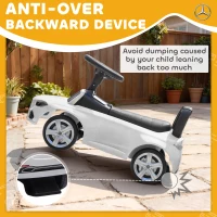 Qaba Mercedes-Benz C-Class Licensed Kids Ride On Car, Foot-to-Floor Toy with Anti-Tip Design, Horn & Start Sound, White(m-8)