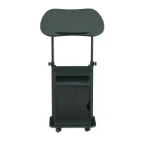 Practical Laptop Cart with Adjustable Tilting Panel, Mobile Workstation for Home Offices, Classrooms, or Bedside, 23.5″ L x 15.5″ W x 31.5″ H, Black(m-2)
