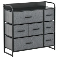 HOMCOM 7-Bin Dresser Storage Tower Cabinet Organizer Unit, Easy Pull Fabric Bins with Metal Frame(m-2)