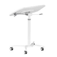 Adjustable Laptop Stand with Top Tilt Control Lever, Mobile Laptop Table for Bedrooms and Living Rooms, 27.5″ L x 18″ W x 30″ H, White(m-10)