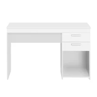 Contemporary White Workstation with Open Bottom Shelf, Modern Home Office Computer Writing Desk for Small Space, 47.5" L x 16" W x 30.5" H, White(m-2)