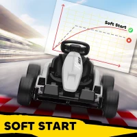 Qaba 24V Electric Go Kart with Dual 150W Motors, Adjustable Seat & 11.2MPH High Speed, Slow Start, 5-Point Harness, White(m-8)