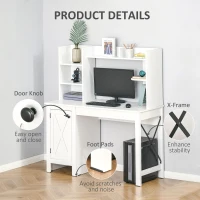 HOMCOM Computer Desk W/ Hutch, Home Office Desk W/ Storage Cabinet, White(m-6)