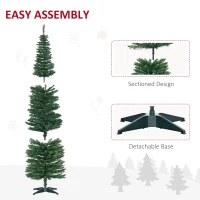 HOMCOM 7ft Unlit Pencil Artificial Christmas Tree with Realistic Branches and 499 Tips, Plastic Base, Green(m-7)