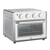 HOMCOM 7-in-1 Toaster Oven, 21 Qt 4-Slice Convection Oven with Warm, Broil, Toast, Bake Air Fryer Setting 60min Timer, Adjustable Thermostat, 3 Crust Shades, and 4 Accessories 1550W for Countertop(m-1)