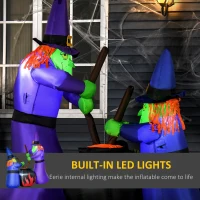 HOMCOM 6' Halloween Inflatables Outdoor Decorations Witches With Cauldron LED Light, Blow Up LED Yard Decor for Garden, Lawn, Party, Holiday(m-5)