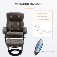 HOMCOM PU Leather Massage Recliner Chair with Ottoman 10 Point Vibration Swiveling Armchair, Brown(m-4)