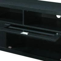 Sleek Durbin TV Stand with Glass Panel Cabinets and Cable Management, Modern Media Sideboard Cabinet for Living Room, 57" L x 15" W x 23" H, Black(m-7)