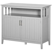 HOMCOM Sideboard Buffet Cabinet, Coffee Bar Cabinet with 2 Doors and Adjustable Shelves, Console Table for Kitchen Entryway Living Room, Gray(m-11)