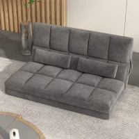 HOMCOM Recliner Sofa, Convertible Floor Sofa Chair with 2 Pillows, Adjustable Backrest and Headrest, Dark Gray(m-10)