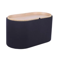 Multi-Functional Storage Ottoman with Reversible Tray Top, Versatile Seat for Living Rooms, 30" L x 15.5" W x 16.5" H, Black(m-10)