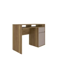 Warm Home Office Workstation with Storage Cabinet and Shelves, Modern Computer Desk with Cable Management, 43.5" L x 17.5" W x 29" H, Walnut(m-8)