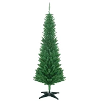 HOMCOM 5FT Decorated Christmas Tree, Pencil Christmas Tree with 294 Realistic Branch Tips and Plastic Stand, Light Green(m-1)