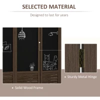 HOMCOM Wooden Room Divider with Blackboard, 4 Panel Folding Privacy Screen for Home Office, 5.5', Walnut Brown(m-5)