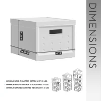 Stackable Storage Boxes with Secure Lids and Built-In Handles, Foldable Containers for Home or Office Organization, 13" L x 16" W x 10.5" H, White(m-3)