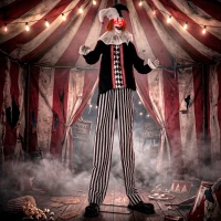 HOMCOM Large Animated Clown Halloween Decorations with Sound Touch Activated, Light Up Eyes, Animated Prop(m-2)