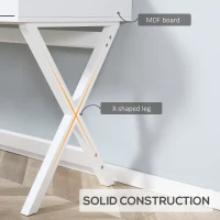 HOMCOM Modern Writing Desk, White Computer Desk, Vanity Makeup Table with Two Drawers, X-shaped Leg for Home Office, Bedroom(m-5)
