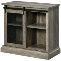 HOMCOM Farmhouse Buffet Cabinet Kitchen Sideboard with Sliding Barn Door and Adjustable Shelves for Living Room Natural(m-11)
