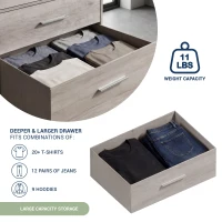 Spacious 5-Drawer Fabric Dresser with Wooden Top, Modern Storage Chest Organizer Tower for Closet, 22.5" L x 15.5" W x 43" H, Gray(m-6)