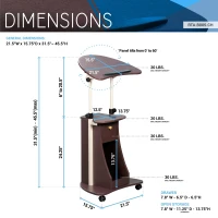 Ergonomic Sit-to-Stand Laptop Cart with Tilting Panel, Storage-Equipped Laptop Stand for Offices, 21.5″ L x 15.5″ W x 31.5″ H, Chocolate(m-3)