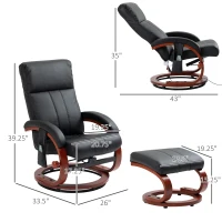 HOMCOM Vibration Recliner Chair with Ottoman and Remote, 10 Vibration Point, Black(m-3)